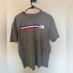 The North Face Gray Short-Sleeve Tee with Red, White & Blue Stripe